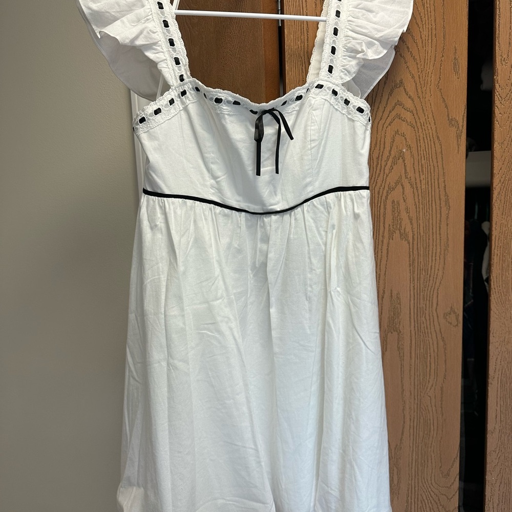 White Dress with Black Accents